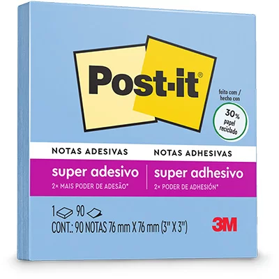 Bloco de Notas Super Adesivas Post-it 76 mm x 76 mm - 90 folhas - PT 1 UN
